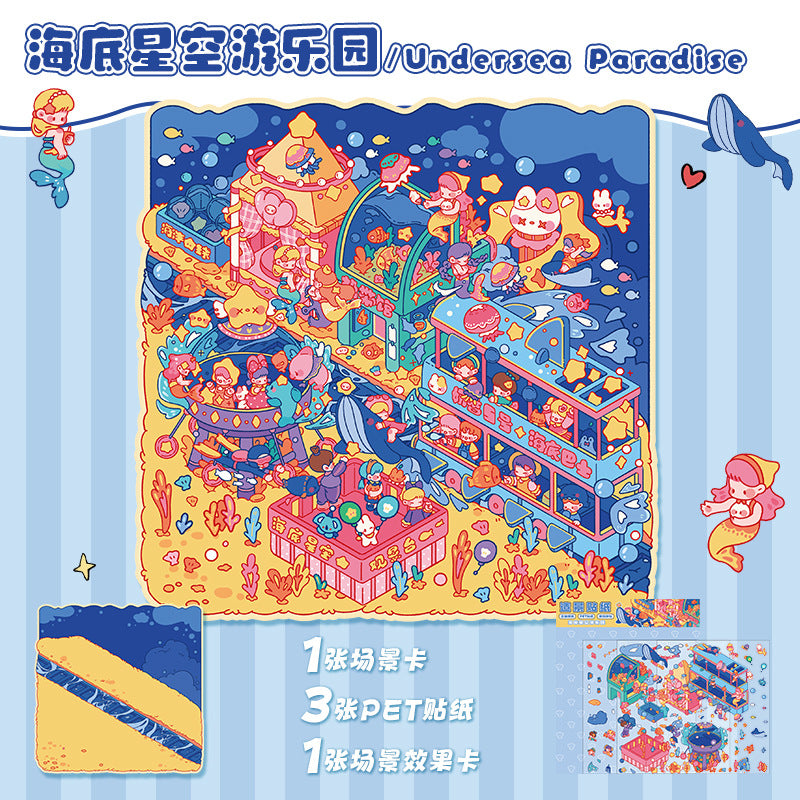 Wonderful World 3D Miniature Scene Stickers 2 Mini Scenes